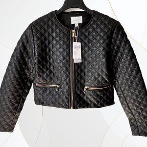 NWT Jason Wu Quilted Faux Leather Zip Front Jacket